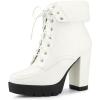 imageAllegra K Womens Platform Foldable Chunky Heels Lace Up Ankle BootsWhite