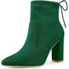 imageAllegra K Womens Pointed Toe Drawstring Pull on Block Heel Ankle BootsGreen