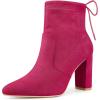 imageAllegra K Womens Pointed Toe Drawstring Pull on Block Heel Ankle BootsHot Pink