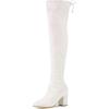 imageAllegra K Womens Round Toe Chunky Heel Over the Knee High BootsWhite