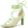 imageAllegra K Womens Square Heels Lace Up Strappy Chunky High Lime Green Heels Sandals 9 m US