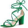 imageAllegra K Womens Strappy Lace Up Chunky Heeled Green Heels Sandals 10 m US