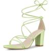 imageAllegra K Womens Strappy Lace Up Chunky Lime Green Heel Sandals 75 m US