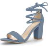 imageAllegra K Womens Tie Up Strappy Heels Chunky High Heels Haze Blue Sandal 9 M US
