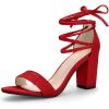 imageAllegra K Womens Tie Up Strappy Heels Chunky High Heels Red Sandal 55 M US