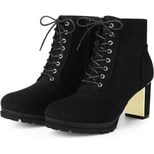 imageAllegra K Womens Chunky Heel Lace Up Platform Combat BootsBlack