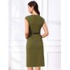 imageAllegra K Business Dress for Womens Work Elegant 2026 Cap Sleeve Belted Office Sheath DressesArmy Green