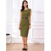 imageAllegra K Business Dress for Womens Work Elegant 2026 Cap Sleeve Belted Office Sheath DressesArmy Green