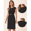 imageAllegra K Business Dress for Womens Work Elegant 2026 Cap Sleeve Belted Office Sheath DressesBlack