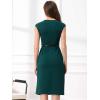 imageAllegra K Business Dress for Womens Work Elegant 2026 Cap Sleeve Belted Office Sheath DressesBlue Green
