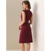 imageAllegra K Business Dress for Womens Work Elegant 2026 Cap Sleeve Belted Office Sheath DressesBurgundy