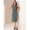 imageAllegra K Business Dress for Womens Work Elegant 2026 Cap Sleeve Belted Office Sheath DressesDark Grey