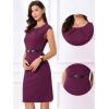 imageAllegra K Business Dress for Womens Work Elegant 2026 Cap Sleeve Belted Office Sheath DressesFushcia