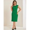 imageAllegra K Business Dress for Womens Work Elegant 2026 Cap Sleeve Belted Office Sheath DressesGreen