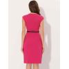 imageAllegra K Business Dress for Womens Work Elegant 2026 Cap Sleeve Belted Office Sheath DressesHot Pink