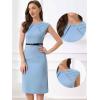 imageAllegra K Business Dress for Womens Work Elegant 2026 Cap Sleeve Belted Office Sheath DressesLight Blue