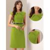 imageAllegra K Business Dress for Womens Work Elegant 2026 Cap Sleeve Belted Office Sheath DressesLight Green