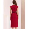 imageAllegra K Business Dress for Womens Work Elegant 2026 Cap Sleeve Belted Office Sheath DressesRed