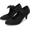imageAllegra K Closed Toe Bow Knot Ankle Strap Mary Jane Pumps Kitten Heel for WomenBlack