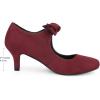imageAllegra K Closed Toe Bow Knot Ankle Strap Mary Jane Pumps Kitten Heel for WomenBurgundy