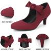 imageAllegra K Closed Toe Bow Knot Ankle Strap Mary Jane Pumps Kitten Heel for WomenBurgundy
