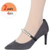 imageAllegra K Womens Beads Shoe Laces Detachable Elastic Shoe Strap for Heels 2 PairsWhiteblack
