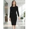 imageAllegra K Womens Bodycon Dresses Round Neck Long Sleeve Casual Work Outfits Peplum Sheath DressBlack