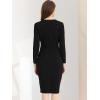 imageAllegra K Womens Bodycon Dresses Round Neck Long Sleeve Casual Work Outfits Peplum Sheath DressBlack