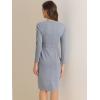imageAllegra K Womens Bodycon Dresses Round Neck Long Sleeve Casual Work Outfits Peplum Sheath DressBlue Grey