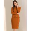 imageAllegra K Womens Bodycon Dresses Round Neck Long Sleeve Casual Work Outfits Peplum Sheath DressCaramel