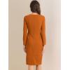 imageAllegra K Womens Bodycon Dresses Round Neck Long Sleeve Casual Work Outfits Peplum Sheath DressCaramel