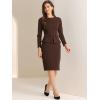 imageAllegra K Womens Bodycon Dresses Round Neck Long Sleeve Casual Work Outfits Peplum Sheath DressDark Brown