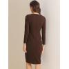 imageAllegra K Womens Bodycon Dresses Round Neck Long Sleeve Casual Work Outfits Peplum Sheath DressDark Brown