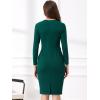 imageAllegra K Womens Bodycon Dresses Round Neck Long Sleeve Casual Work Outfits Peplum Sheath DressDark Green