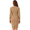 imageAllegra K Womens Bodycon Dresses Round Neck Long Sleeve Casual Work Outfits Peplum Sheath DressDark Khaki