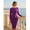 imageAllegra K Womens Bodycon Dresses Round Neck Long Sleeve Casual Work Outfits Peplum Sheath DressDark Purple
