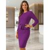 imageAllegra K Womens Bodycon Dresses Round Neck Long Sleeve Casual Work Outfits Peplum Sheath DressDark Purple