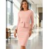 imageAllegra K Womens Bodycon Dresses Round Neck Long Sleeve Casual Work Outfits Peplum Sheath DressDusty Pink