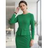 imageAllegra K Womens Bodycon Dresses Round Neck Long Sleeve Casual Work Outfits Peplum Sheath DressGreen