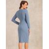 imageAllegra K Womens Bodycon Dresses Round Neck Long Sleeve Casual Work Outfits Peplum Sheath DressGrey Blue