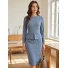 imageAllegra K Womens Bodycon Dresses Round Neck Long Sleeve Casual Work Outfits Peplum Sheath DressGrey Blue