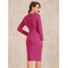 imageAllegra K Womens Bodycon Dresses Round Neck Long Sleeve Casual Work Outfits Peplum Sheath DressHot Pink