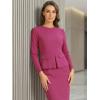 imageAllegra K Womens Bodycon Dresses Round Neck Long Sleeve Casual Work Outfits Peplum Sheath DressHot Pink