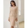 imageAllegra K Womens Bodycon Dresses Round Neck Long Sleeve Casual Work Outfits Peplum Sheath DressKhaki