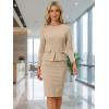 imageAllegra K Womens Bodycon Dresses Round Neck Long Sleeve Casual Work Outfits Peplum Sheath DressKhaki