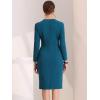 imageAllegra K Womens Bodycon Dresses Round Neck Long Sleeve Casual Work Outfits Peplum Sheath DressLake Blue