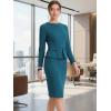 imageAllegra K Womens Bodycon Dresses Round Neck Long Sleeve Casual Work Outfits Peplum Sheath DressLake Blue