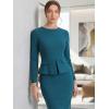 imageAllegra K Womens Bodycon Dresses Round Neck Long Sleeve Casual Work Outfits Peplum Sheath DressLake Blue
