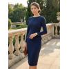 imageAllegra K Womens Bodycon Dresses Round Neck Long Sleeve Casual Work Outfits Peplum Sheath DressNavy Blue