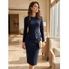 imageAllegra K Womens Bodycon Dresses Round Neck Long Sleeve Casual Work Outfits Peplum Sheath DressNavy Blue